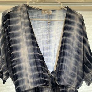 Short sleeve deep v neck romper